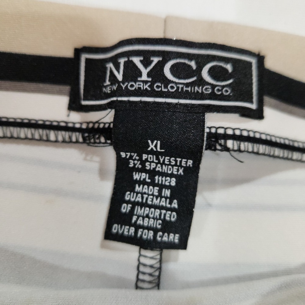 NYCC Womens Skirt Beige/ BlackStriped Knee Length Pencil Pull On Slit - Picture 3 of 5